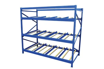 Vestil Steel Carton Flow Rack 3 Ft. Length 3 Level 1,000 Lb. Capacity Blue