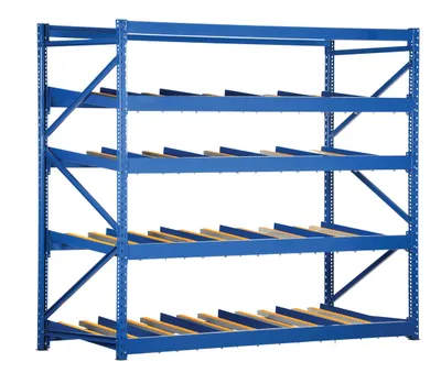 Vestil Steel Carton Flow Rack 3 Ft. Length 4 Level 1,000 Lb. Capacity Blue