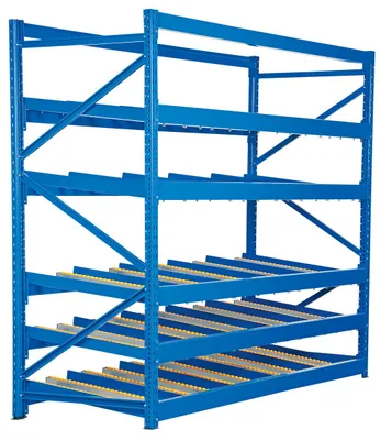 Vestil Steel Carton Flow Rack 3 Ft. Length 5 Level 1,000 Lb. Capacity Blue
