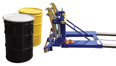 Vestil FMDL-2-LDS-B1 automatic eagle beak drum lifter shown from an alternate angle