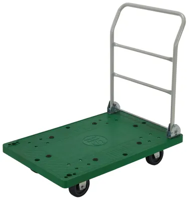Vestil FPT-2537 plastic platform trucks with fold down handle shown from an alternate angle