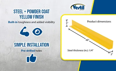 Vestil FSC-38-48-YL inline safety guard floor curb feature highlights