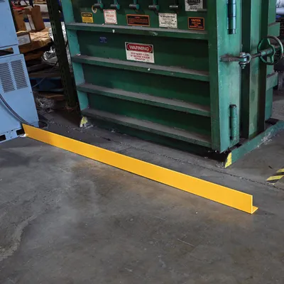 Vestil FSC-38-96-YL inline safety guard floor curb shown from an alternate angle
