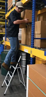 Vestil FSL-HS-3-225 fold-up step ladder shown from an alternate angle