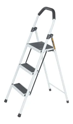 Vestil Steel Household Steel Fold Up Step Ladder 3 Step 225 Lb. Capacity White