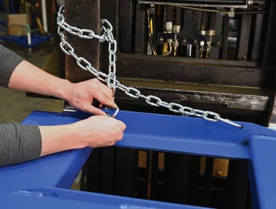 Vestil FWBC-4242-4-BC fork mounted trash bin compactor shown from an alternate angle