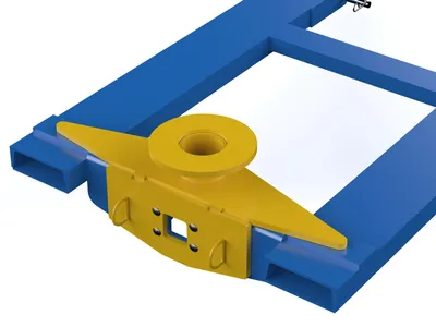 Vestil FWTS-3-4000 fork truck bases with optional tow balls & pintle hook shown from an alternate angle