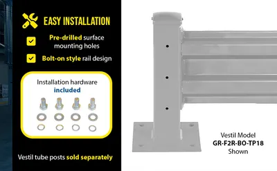 Vestil GR-F2R-BO-3-SL structural guard rails (drop-in and bolt-on style) feature highlights