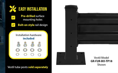 Vestil GR-F2R-BO-6-BK structural guard rails (drop-in and bolt-on style) feature highlights
