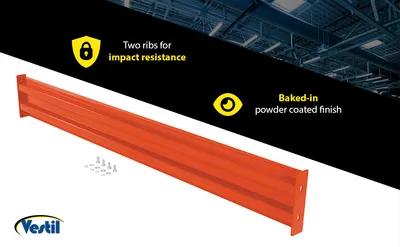 Vestil GR-F2R-BO-7-OR structural guard rails (drop-in and bolt-on style) feature highlights