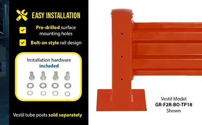 Vestil GR-F2R-BO-7-OR structural guard rails (drop-in and bolt-on style) feature highlights