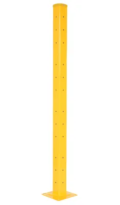 Vestil Steel Rigid Tube Post Bolt On Style 72 In. For 2 Ribbed Guard Rails Yellow