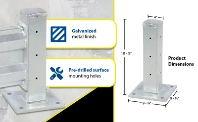 Vestil GR-F3R-BO-TP18-HDG structural guard rails (drop-in and bolt-on style) feature highlights