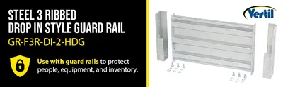 Vestil GR-F3R-DI-2-HDG structural guard rails (drop-in and bolt-on style) feature highlights