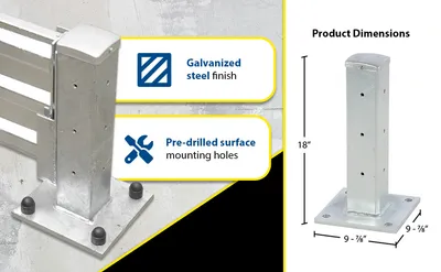 Vestil GR-F3R-DI-TP18-HDG structural guard rails (drop-in and bolt-on style) feature highlights