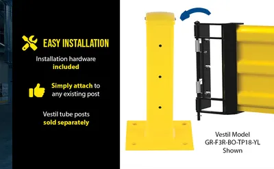 Vestil GR-F3R-GBS-3-YL structural guard rails (drop-in and bolt-on style) feature highlights