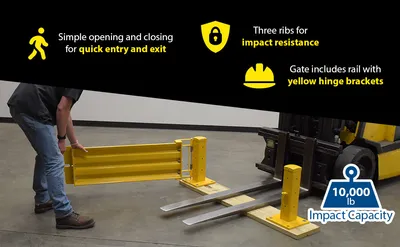 Vestil GR-F3R-GBS-4-YL structural guard rails (drop-in and bolt-on style) feature highlights