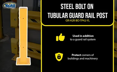 Vestil GR-H2R-BO-TP42-YL highway guard rail system feature highlights
