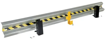 Vestil Galvanized Steel Drop In Guard Rail 2 Ribbed 132 In. Length Gray
