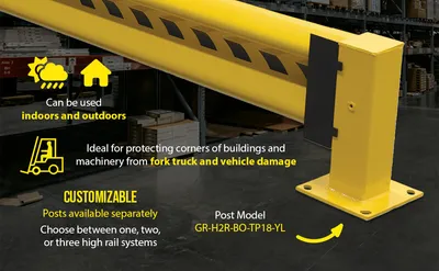 Vestil GR-H2R-DI-11-YL highway guard rail system feature highlights