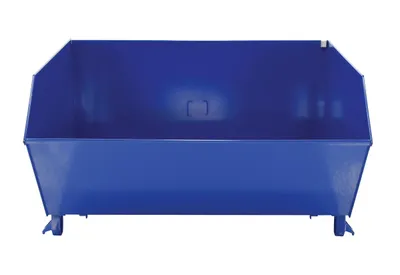 Vestil H-100-HD h style - low profile 90 degrees self-dumping steel hopper shown from an alternate angle