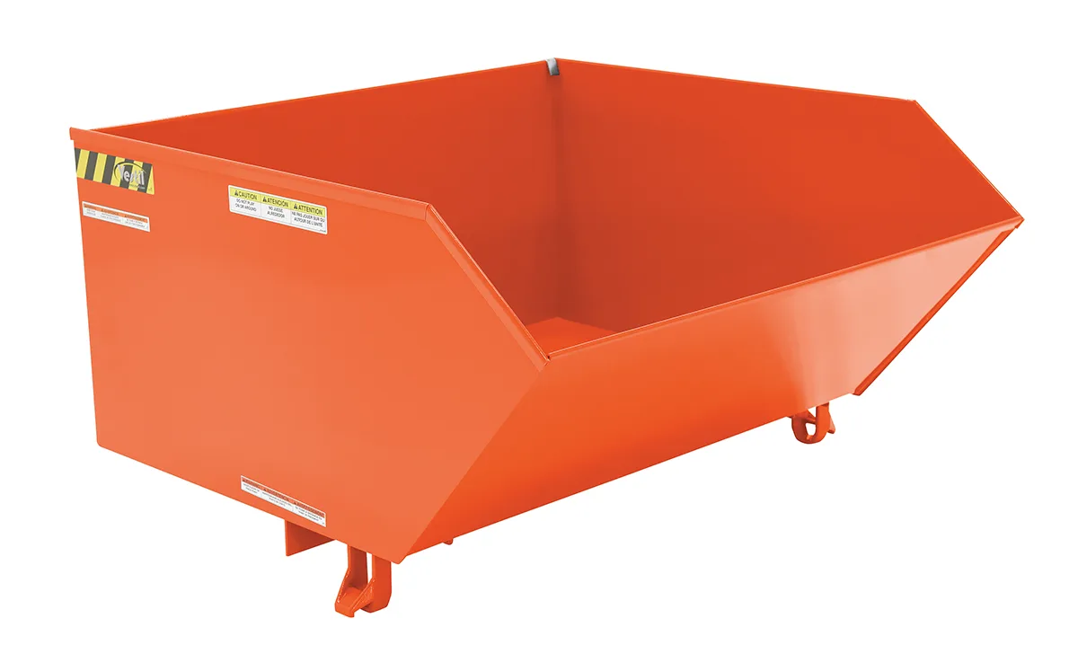 Vestil H-100-HD-ORG-C h style - low profile 90 degrees self-dumping steel hopper