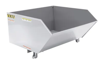 Vestil Steel Heavy Duty Low Profile Self Dumping Hopper 1 Cubic Yard 6000 Lb. Capacity Silver Lining