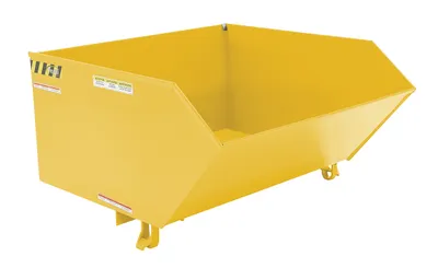 Vestil Steel Heavy Duty Low Profile Self Dumping Hopper 1 Cubic Yard 6000 Lb. Capacity Yellow