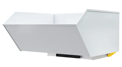 Vestil Steel Light Duty Bump & Dump Hopper 1 Cubic Yard 2,000 Lb. Capacity Blue Silver White