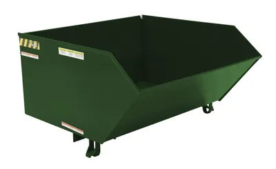 Vestil Steel Light Duty Low Profile Self Dumping Hopper 1 Cubic Yard 2000 Lb. Capacity Hunter Green