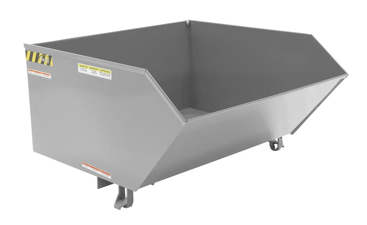 Vestil H-100-LD-GY-MG h style - low profile 90 degrees self-dumping steel hopper