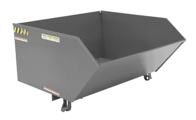 Vestil Steel Light Duty Low Profile Self Dumping Hopper 1 Cubic Yard 2000 Lb. Capacity Battleship Gray