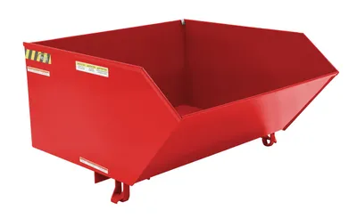 Vestil Steel Light Duty Low Profile Self Dumping Hopper 1 Cubic Yard 2000 Lb. Capacity Red
