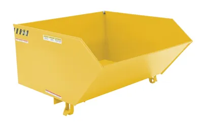 Vestil Steel Light Duty Low Profile Self Dumping Hopper 1 Cubic Yard 2000 Lb. Capacity Yellow
