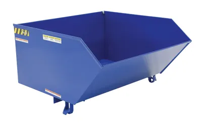 Vestil Steel Medium Duty Low Profile Self Dumping Hopper 1 Cubic Yard 4000 Lb. Capacity Blue