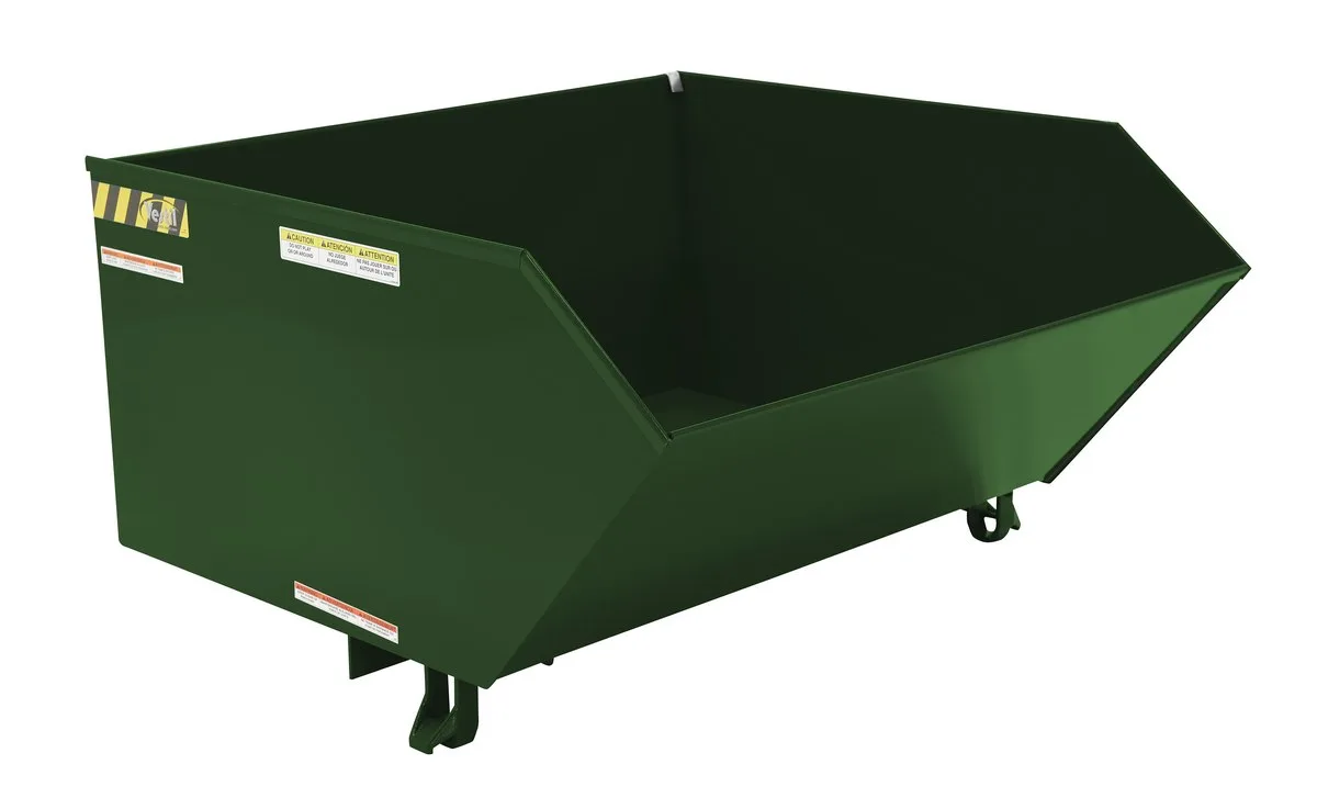 Vestil H-100-MD-GRN-H h style - low profile 90 degrees self-dumping steel hopper