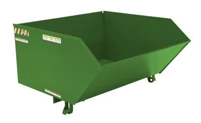 Vestil Steel Medium Duty Low Profile Self Dumping Hopper 1 Cubic Yard 4000 Lb. Capacity Green