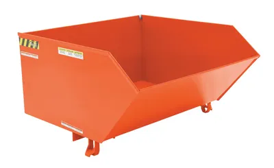 Vestil Steel Medium Duty Low Profile Self Dumping Hopper 1 Cubic Yard 4000 Lb. Capacity Orange