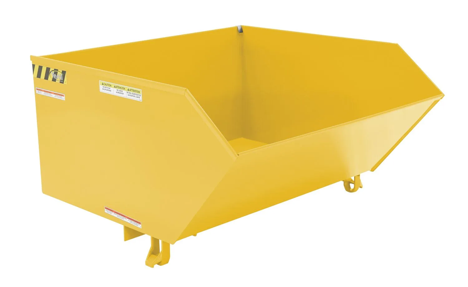Vestil H-100-MD-YEL h style - low profile 90 degrees self-dumping steel hopper
