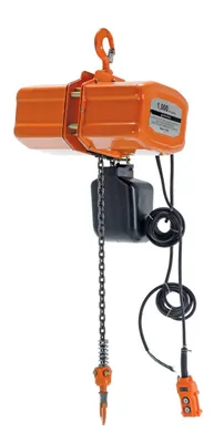 Vestil Steel Economy Chain Hoist with Chain Container 1 Phase 1000 Lb. Capacity Orange