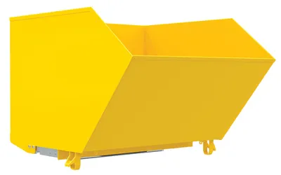 Vestil Steel Heavy Duty Bump & Dump Hopper 1-1/2 Cubic Yard 6,000 Lb. Capacity Yellow
