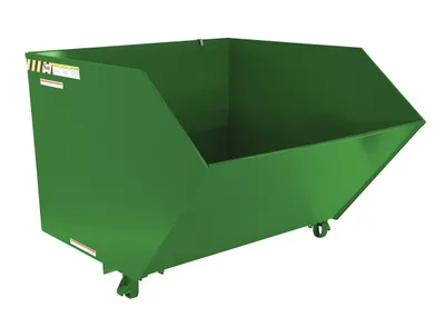 Vestil Steel Heavy Duty Low Profile Self Dumping Hopper 1-1/2 Cubic Yard 6000 Lb. Capacity Green