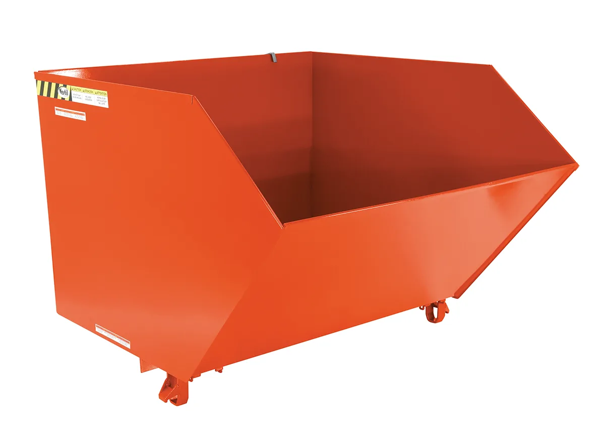 Vestil H-150-HD-ORG-C h style - low profile 90 degrees self-dumping steel hopper