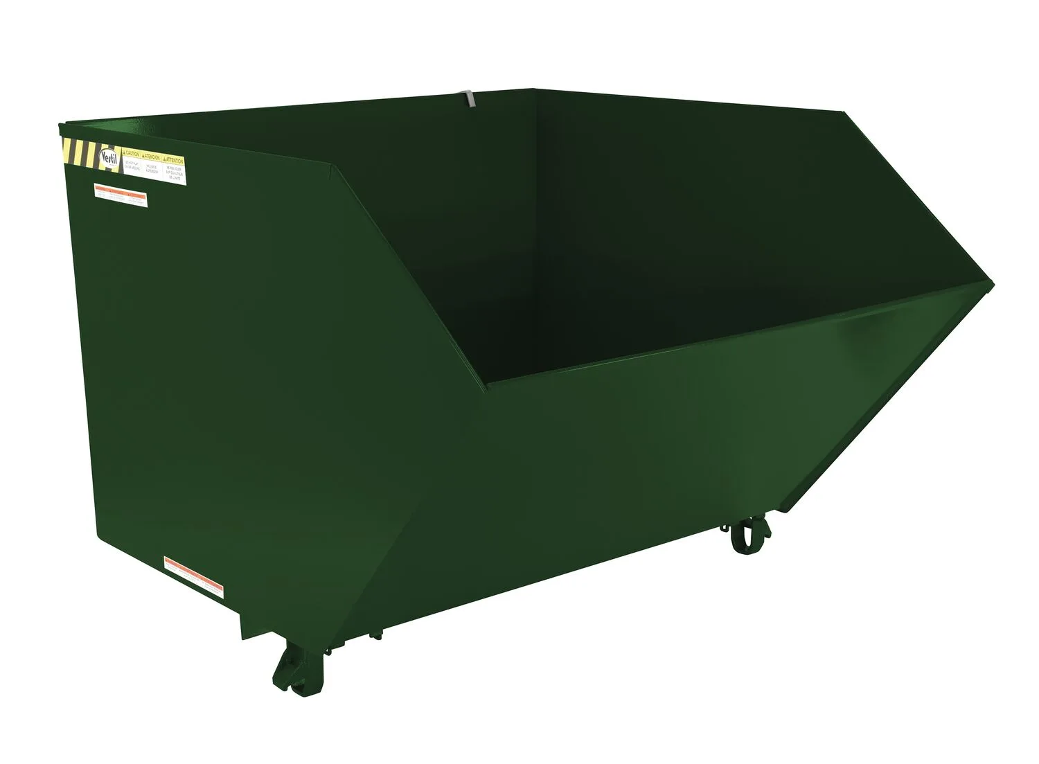 Vestil H-150-LD-GRN-H h style - low profile 90 degrees self-dumping steel hopper