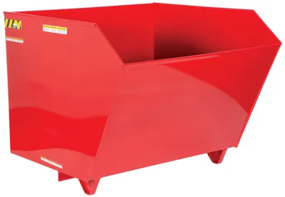 Vestil Steel Light Duty Low Profile Self Dumping Hopper 1-1/2 Cubic Yard 2000 Lb. Capacity Red
