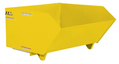 Vestil Steel Light Duty Low Profile Self Dumping Hopper 1-1/2 Cubic Yard 2000 Lb. Capacity Yellow