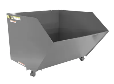 Vestil Steel Medium Duty Low Profile Self Dumping Hopper 1-1/2 Cubic Yard 4000 Lb. Capacity Battleship Gray