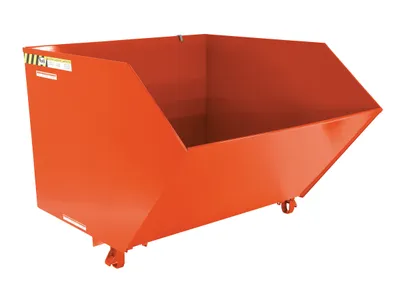 Vestil Steel Medium Duty Low Profile Self Dumping Hopper 1-1/2 Cubic Yard 4000 Lb. Capacity Orange