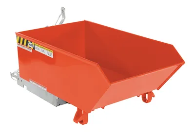 Vestil Steel Heavy Duty Low Profile Self Dumping Hopper 1/4 Cubic Yard 6000 Lb. Capacity Orange