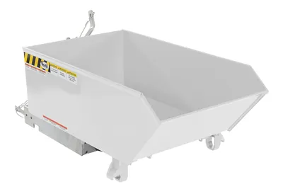 Vestil Steel Heavy Duty Low Profile Self Dumping Hopper 1/4 Cubic Yard 6000 Lb. Capacity White